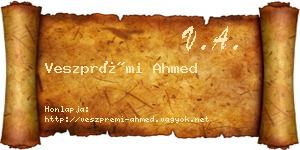 Veszprémi Ahmed névjegykártya